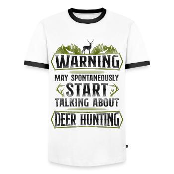 Buck Deer Hunting Hunter Vintage - Men's Ringer Shirt - white/black - Front - AI Model Female 172 light (172cm) & AI Model Male 178 dark (178cm)