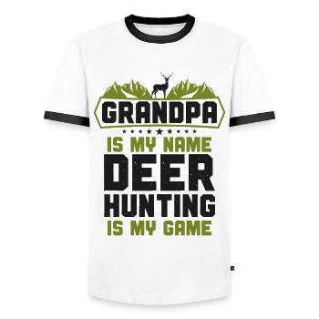 Buck Deer Hunting Hunter - Männer Kontrast-T-Shirt - Weiß/Schwarz - Vorne - AI Model Female 172 light (172cm) & AI Model Male 178 dark (178cm)