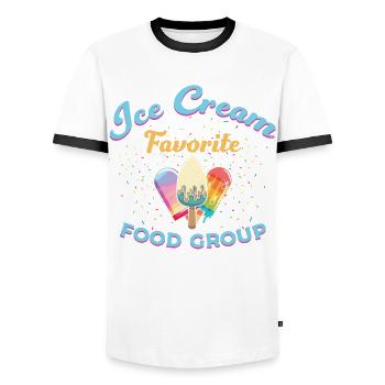 Ice cream is my favorite food group - Men's Ringer Shirt - white/black - Front - AI Model Female 172 light (172cm) & AI Model Male 178 dark (178cm)
