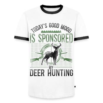 Buck Deer Hunting Hunter Vintage - Männer Kontrast-T-Shirt - Weiß/Schwarz - Vorne - AI Model Female 172 light (172cm) & AI Model Male 178 dark (178cm)