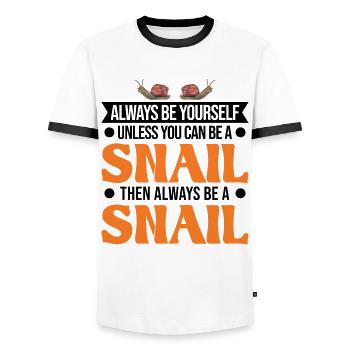 Snail Gift Vineyard Snail - Men's Ringer Shirt - white/black - Front - AI Model Female 172 light (172cm) & AI Model Male 178 dark (178cm)