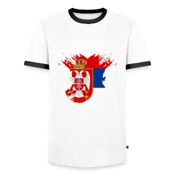 Prinzessin Serbe Serbisches Serbien - Männer Kontrast-T-Shirt - Weiß/Schwarz - Vorne - AI Model Female 172 light (172cm) & AI Model Male 178 dark (178cm)