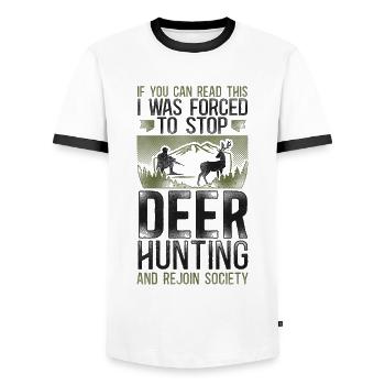 Buck Deer Hunting Hunter Vintage - Men's Ringer Shirt - white/black - Front - AI Model Female 172 light (172cm) & AI Model Male 178 dark (178cm)
