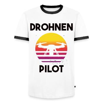 Drohnenpilot Spruch - Männer Kontrast-T-Shirt - Weiß/Schwarz - Vorne - AI Model Female 172 light (172cm) & AI Model Male 178 dark (178cm)