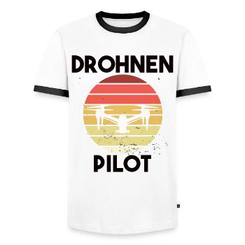 Drohnenpilot Spruch - Männer Kontrast-T-Shirt - Weiß/Schwarz - Vorne - AI Model Female 172 light (172cm) & AI Model Male 178 dark (178cm)