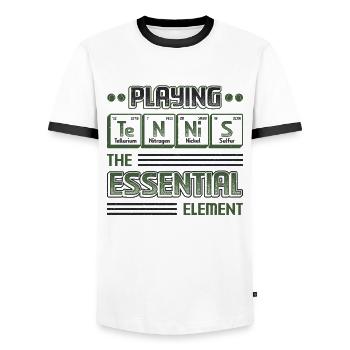 Tennis Das Essentielle Element Lustiges Tennis - Männer Kontrast-T-Shirt - Weiß/Schwarz - Vorne - AI Model Female 172 light (172cm) & AI Model Male 178 dark (178cm)