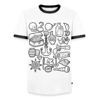 Piraten - Männer Kontrast-T-Shirt - Weiß/Schwarz - Vorne - AI Model Female 172 light (172cm) & AI Model Male 178 dark (178cm)
