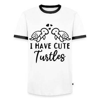 I Have Cute Turtles Sea Turtles With Hearts Sea - Men's Ringer Shirt - white/black - Front - AI Model Female 172 light (172cm) & AI Model Male 178 dark (178cm)