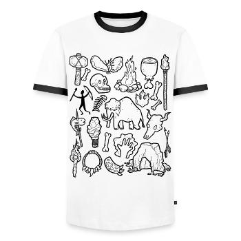 Stone Age - Men's Ringer Shirt - white/black - Front - AI Model Female 172 light (172cm) & AI Model Male 178 dark (178cm)