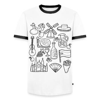 Spanien - Männer Kontrast-T-Shirt - Weiß/Schwarz - Vorne - AI Model Female 172 light (172cm) & AI Model Male 178 dark (178cm)