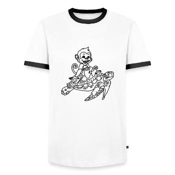 Turtle Lover Turtle And Monkey Funny - Men's Ringer Shirt - white/black - Front - AI Model Female 172 light (172cm) & AI Model Male 178 dark (178cm)