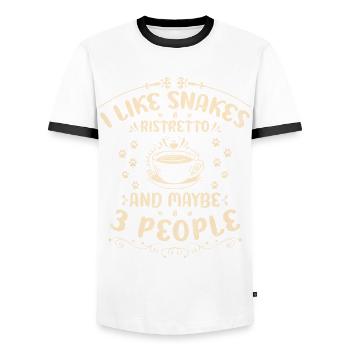 I Like Snakes Ristretto And Maybe 3 People Coffee - Männer Kontrast-T-Shirt - Weiß/Schwarz - Vorne - AI Model Female 172 light (172cm) & AI Model Male 178 dark (178cm)