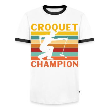 Croquet Champion - Männer Kontrast-T-Shirt - Weiß/Schwarz - Vorne - AI Model Female 172 light (172cm) & AI Model Male 178 dark (178cm)