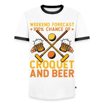 Weekend forecast 100% Chance Croquet and Beer - Männer Kontrast-T-Shirt - Weiß/Schwarz - Vorne - AI Model Female 172 light (172cm) & AI Model Male 178 dark (178cm)