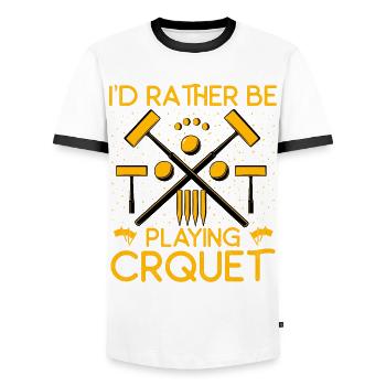 I'd rather be playing Croquet - Männer Kontrast-T-Shirt - Weiß/Schwarz - Vorne - AI Model Female 172 light (172cm) & AI Model Male 178 dark (178cm)