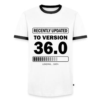 recently updated to version 36 - Gamer Birthday - Men's Ringer Shirt - white/black - Front - AI Model Female 172 light (172cm) & AI Model Male 178 dark (178cm)