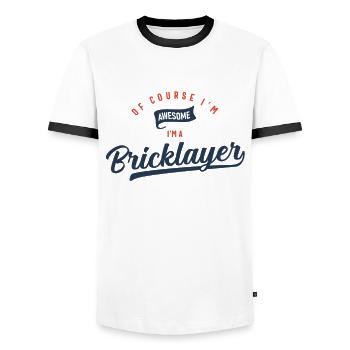 Bricklayer Job Occupation Birthday Worker - Men's Ringer Shirt - white/black - Front - AI Model Female 172 light (172cm) & AI Model Male 178 dark (178cm)
