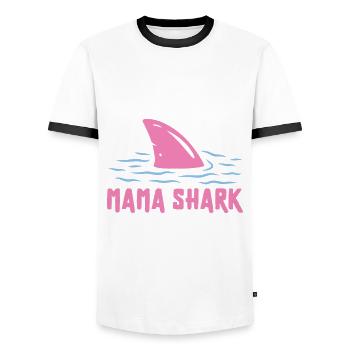 Hüten Sie Sich Vor Dem Mama-hai Für Hai-liebhaber - Männer Kontrast-T-Shirt - Weiß/Schwarz - Vorne - AI Model Female 172 light (172cm) & AI Model Male 178 dark (178cm)
