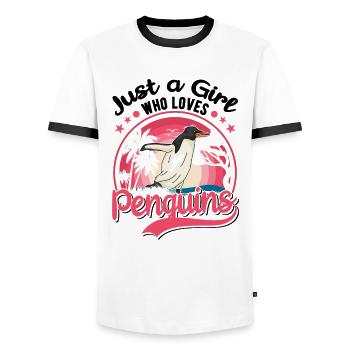 Penguin Girl Penguin - Men's Ringer Shirt - white/black - Front - AI Model Female 172 light (172cm) & AI Model Male 178 dark (178cm)