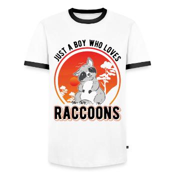 Raccoon Boy Raccoon - Men's Ringer Shirt - white/black - Front - AI Model Female 172 light (172cm) & AI Model Male 178 dark (178cm)