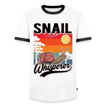 Schneckenflüsterer Schnecke Snail Whisperer - Männer Kontrast-T-Shirt - Weiß/Schwarz - Vorne - AI Model Female 172 light (172cm) & AI Model Male 178 dark (178cm)