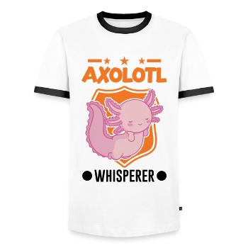 Axolotl Flüsterer Axolotl Whisperer - Men's Ringer Shirt - white/black - Front - AI Model Female 172 light (172cm) & AI Model Male 178 dark (178cm)