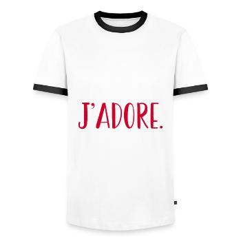 je adore - T-shirt contrasté Homme - blanc/noir - Devant - AI Model Female 172 light (172cm) & AI Model Male 178 dark (178cm)