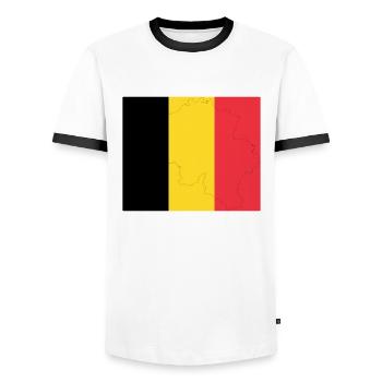 Drapeau belge Belgique Drapeau belge Belge - T-shirt contrasté Homme - blanc/noir - Devant - AI Model Female 172 light (172cm) & AI Model Male 178 dark (178cm)