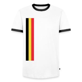 Drapeau belge Belgique Drapeau belge Belge - T-shirt contrasté Homme - blanc/noir - Devant - AI Model Female 172 light (172cm) & AI Model Male 178 dark (178cm)