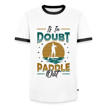 En cas de doute Paddle Out Standup Paddle Board - T-shirt contrasté Homme - blanc/noir - Devant - AI Model Female 172 light (172cm) & AI Model Male 178 dark (178cm)