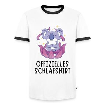 Offizielles Schlafshirt - Meditierender Koala Bär - Männer Kontrast-T-Shirt - Weiß/Schwarz - Vorne - AI Model Female 172 light (172cm) & AI Model Male 178 dark (178cm)