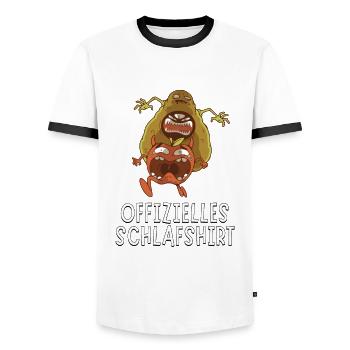 Offizielles Schlafshirt - Monster Avocado & Tomate - Männer Kontrast-T-Shirt - Weiß/Schwarz - Vorne - AI Model Female 172 light (172cm) & AI Model Male 178 dark (178cm)