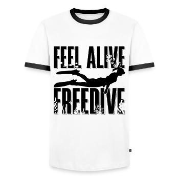Freediver Apnée Apnée Plongée Idée Cadeau - T-shirt contrasté Homme - blanc/noir - Devant - AI Model Female 172 light (172cm) & AI Model Male 178 dark (178cm)