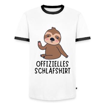 Offizielles Schlafshirt - Süßes Baby Faultier - Männer Kontrast-T-Shirt - Weiß/Schwarz - Vorne - AI Model Female 172 light (172cm) & AI Model Male 178 dark (178cm)