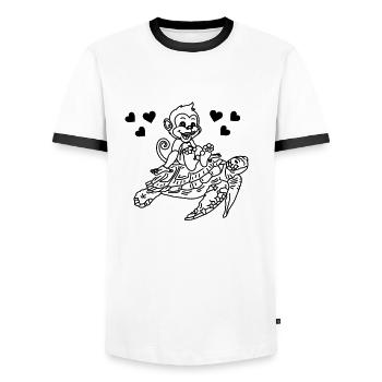 Funny monkey turtle and turtle - Men's Ringer Shirt - white/black - Front - AI Model Female 172 light (172cm) & AI Model Male 178 dark (178cm)