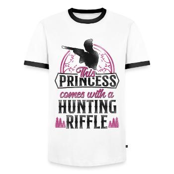 Buck Deer Hunting Hunter Girl - Männer Kontrast-T-Shirt - Weiß/Schwarz - Vorne - AI Model Female 172 light (172cm) & AI Model Male 178 dark (178cm)