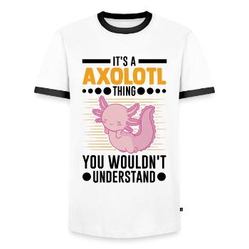 Axolotl Gift Tail Lurch - Men's Ringer Shirt - white/black - Front - AI Model Female 172 light (172cm) & AI Model Male 178 dark (178cm)