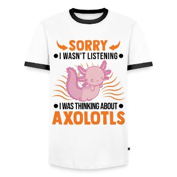 Axolotl Gift Tail Lurch Axolotl - T-shirt contrasté Homme - blanc/noir - Devant - AI Model Female 172 light (172cm) & AI Model Male 178 dark (178cm)