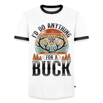 Buck Deer Hunting Hunter Pun - Männer Kontrast-T-Shirt - Weiß/Schwarz - Vorne - AI Model Female 172 light (172cm) & AI Model Male 178 dark (178cm)
