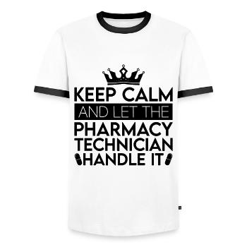 Technicien en pharmacie Technicien en pharmacie Idée cadeau - T-shirt contrasté Homme - blanc/noir - Devant - AI Model Female 172 light (172cm) & AI Model Male 178 dark (178cm)