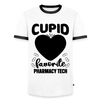 Technicien en pharmacie Technicien en pharmacie Idée cadeau - T-shirt contrasté Homme - blanc/noir - Devant - AI Model Female 172 light (172cm) & AI Model Male 178 dark (178cm)