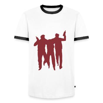 Dorfleben Spruch - Männer Kontrast-T-Shirt - Weiß/Schwarz - Vorne - AI Model Female 172 light (172cm) & AI Model Male 178 dark (178cm)