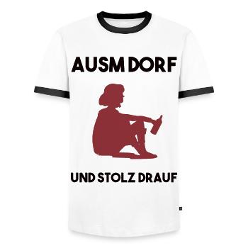 Dorfleben Spruch - Männer Kontrast-T-Shirt - Weiß/Schwarz - Vorne - AI Model Female 172 light (172cm) & AI Model Male 178 dark (178cm)
