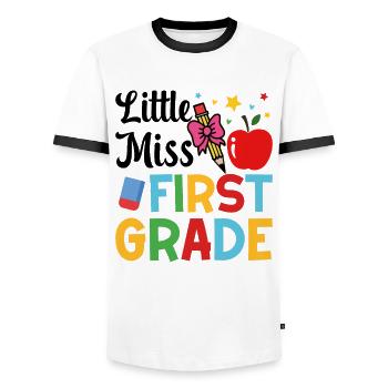 Little Miss erstes Jahr - Männer Kontrast-T-Shirt - Weiß/Schwarz - Vorne - AI Model Female 172 light (172cm) & AI Model Male 178 dark (178cm)