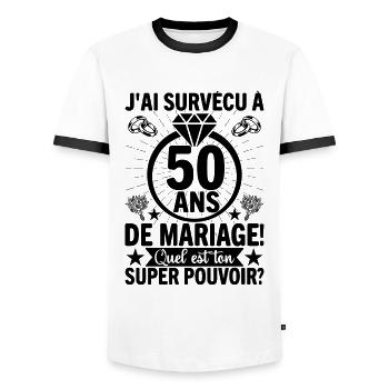 Cadeau Pour 50 Ans De Mariage - T-shirt contrasté Homme - blanc/noir - Devant - AI Model Female 172 light (172cm) & AI Model Male 178 dark (178cm)
