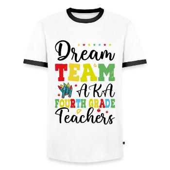 Dream Team Aka Fourth Grade Teachers - Men's Ringer Shirt - white/black - Front - AI Model Female 172 light (172cm) & AI Model Male 178 dark (178cm)
