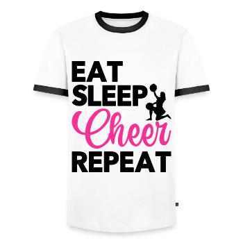 Eat Sleep Cheer Repeat Cheerleading Cheerleader Gy - Männer Kontrast-T-Shirt - Weiß/Schwarz - Vorne - AI Model Female 172 light (172cm) & AI Model Male 178 dark (178cm)