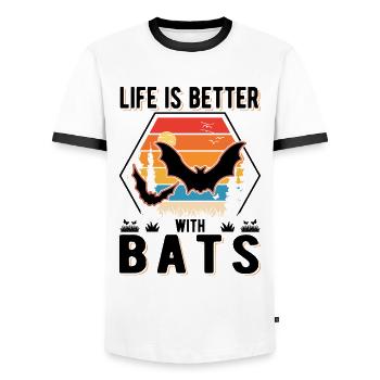 Life is better with Bats Bat - Men's Ringer Shirt - white/black - Front - AI Model Female 172 light (172cm) & AI Model Male 178 dark (178cm)