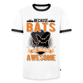 Parce que les chauves-souris sont des chauves-souris géniales - T-shirt contrasté Homme - blanc/noir - Devant - AI Model Female 172 light (172cm) & AI Model Male 178 dark (178cm)