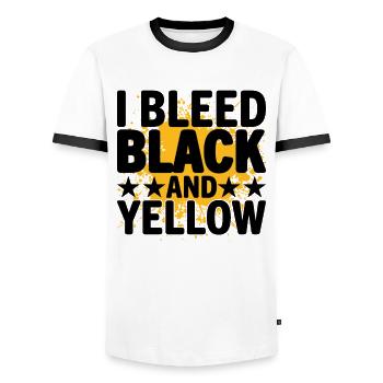 I Bleed Black And Yellow Je Saigne Noir Et Jaune - T-shirt contrasté Homme - blanc/noir - Devant - AI Model Female 172 light (172cm) & AI Model Male 178 dark (178cm)